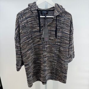 FDJ French Dressing Jeans Rainbow Tweed 3/4 sleeve hooded knit top